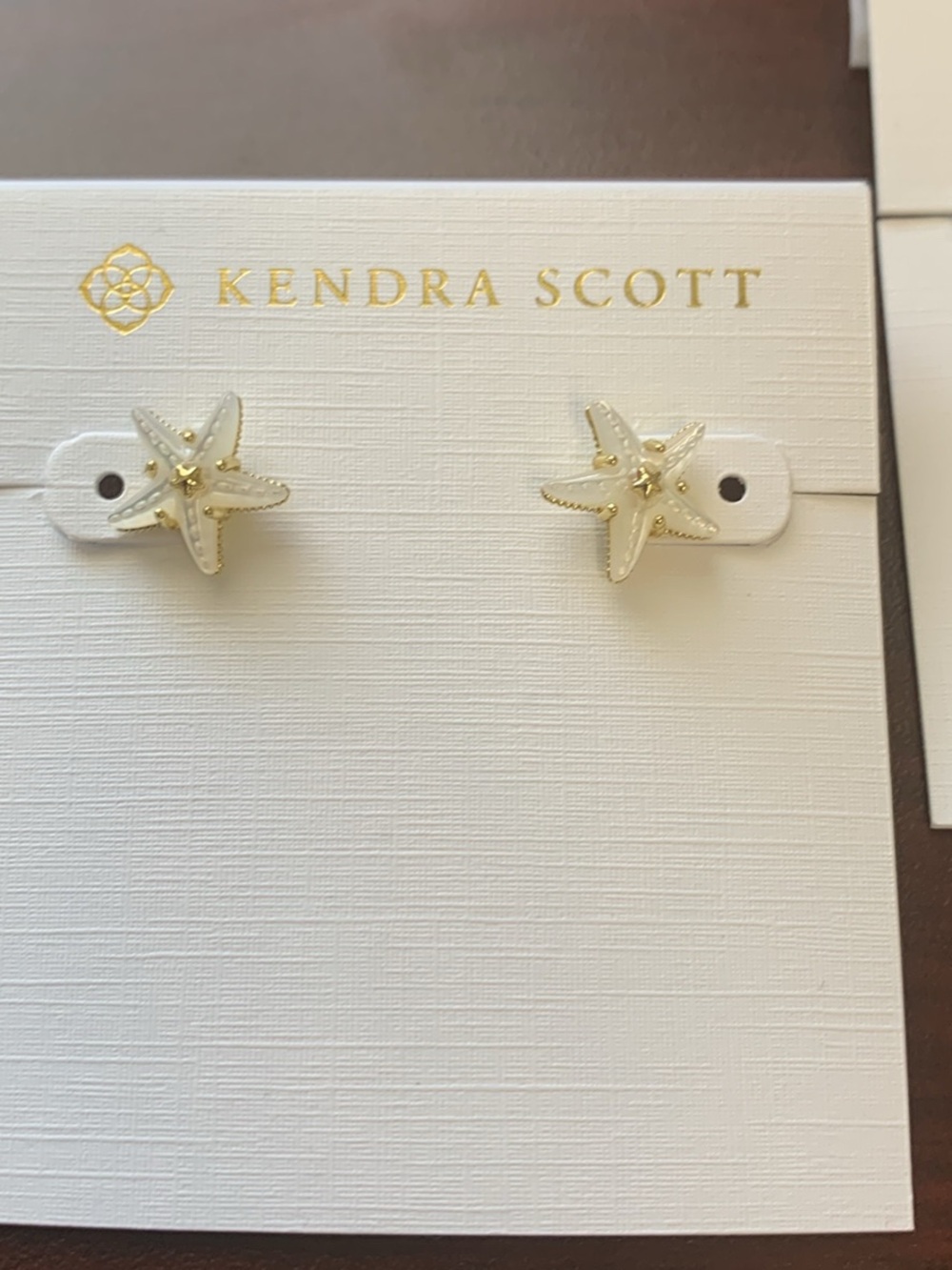 Kendra Scott Cream Starfish Stud Earrings with Gold Accents